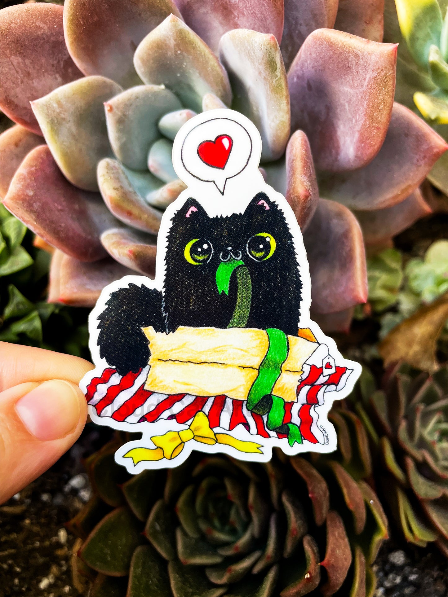 Xmas Chaos Kitty - Christmas Black Cat - Vinyl Sticker