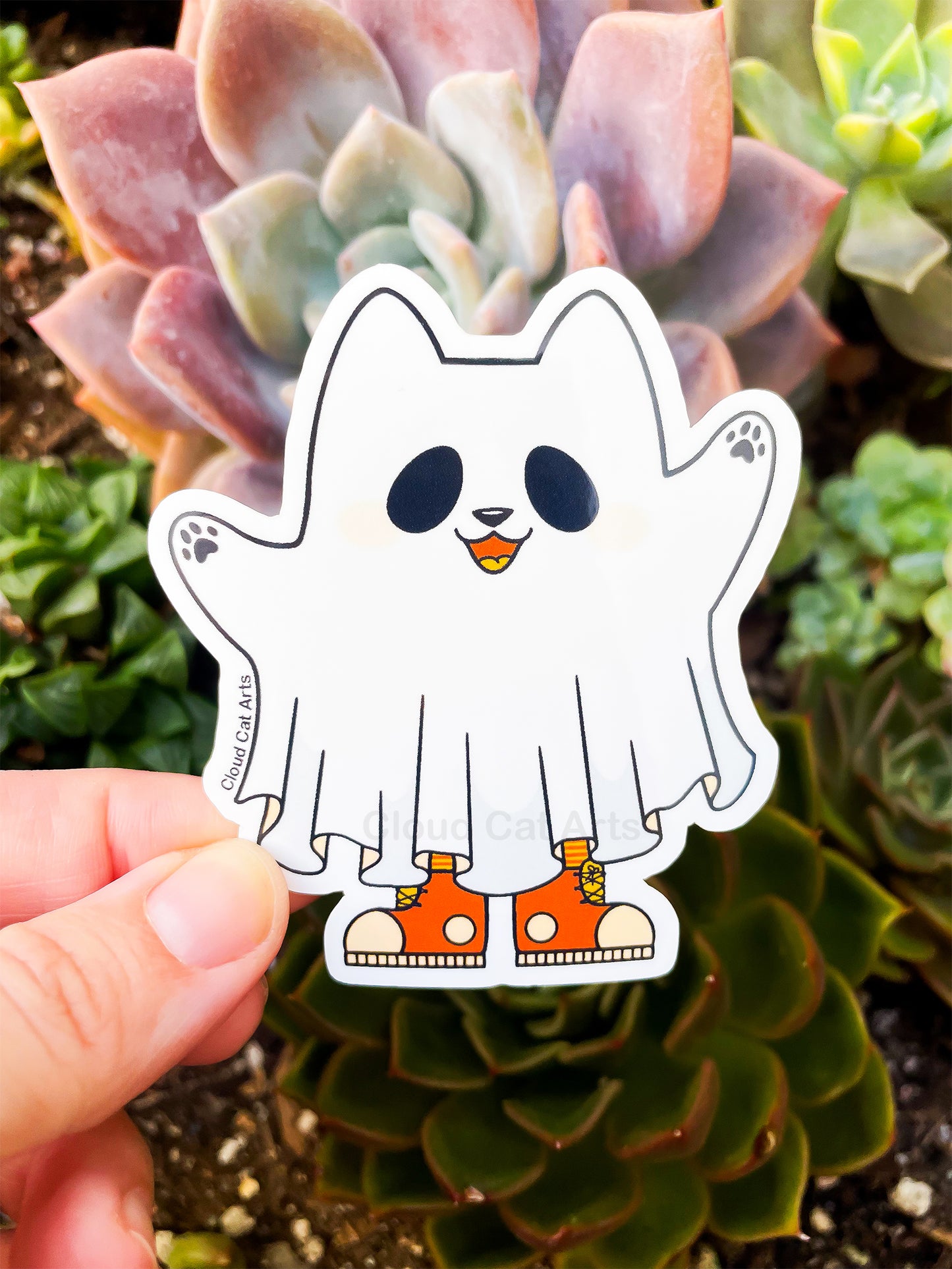 Ghost Kiddy Sticker - Cute Halloween Cat in Sneakers