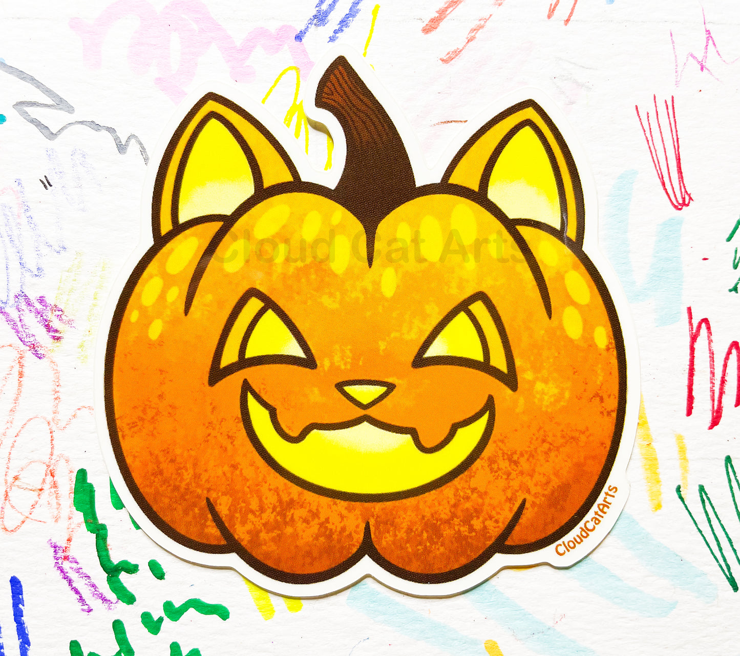 Jack-o-Kitty - Halloween Pumpkin Cat - Vinyl Sticker