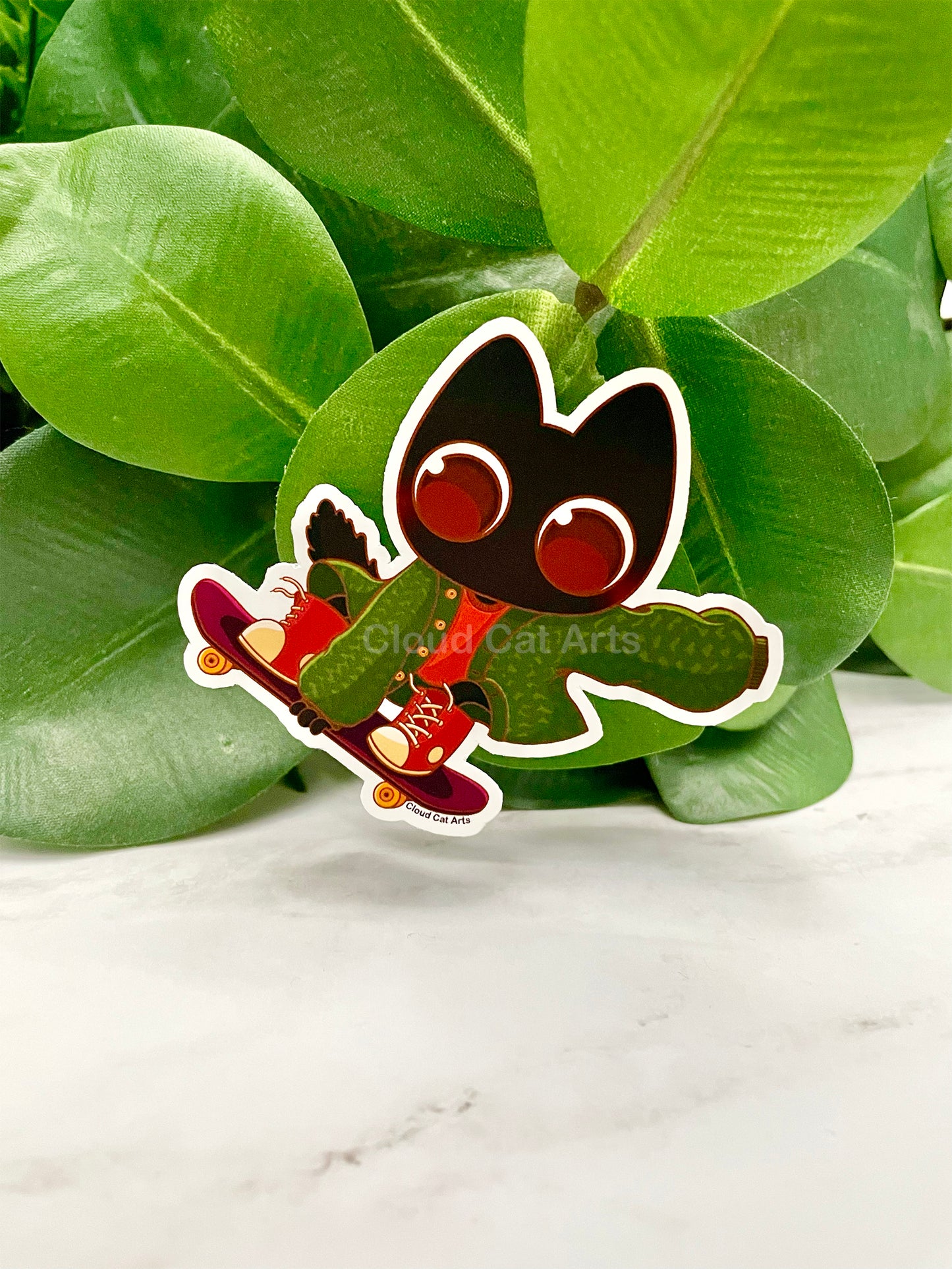 Kick Flip Milo - Black Cat Skateboard - Vinyl Sticker