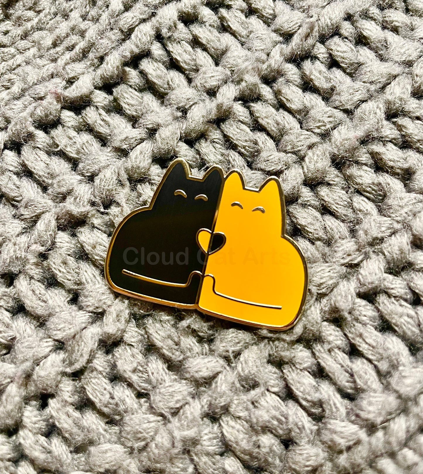 Kitty Cuddle (Black Cat / Orange Cat) - Hard Enamel Pin