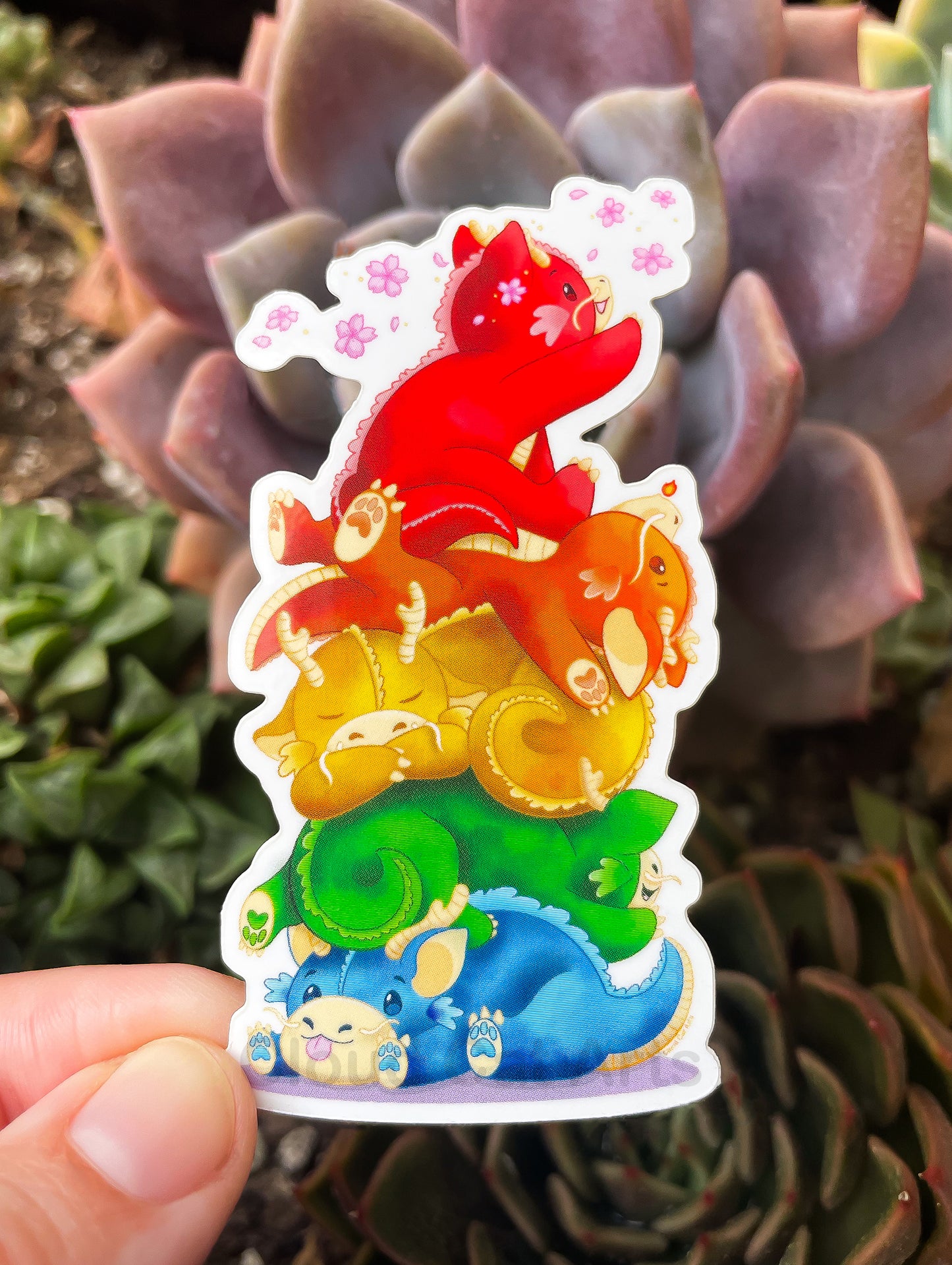Mini Dragon Pile - Fantasy Rainbow - Vinyl Sticker