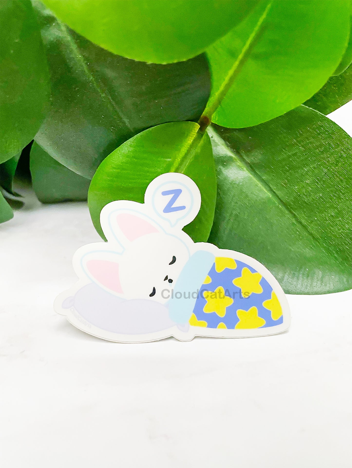 Nap It Out - Sleepy White Cat - Vinyl Sticker