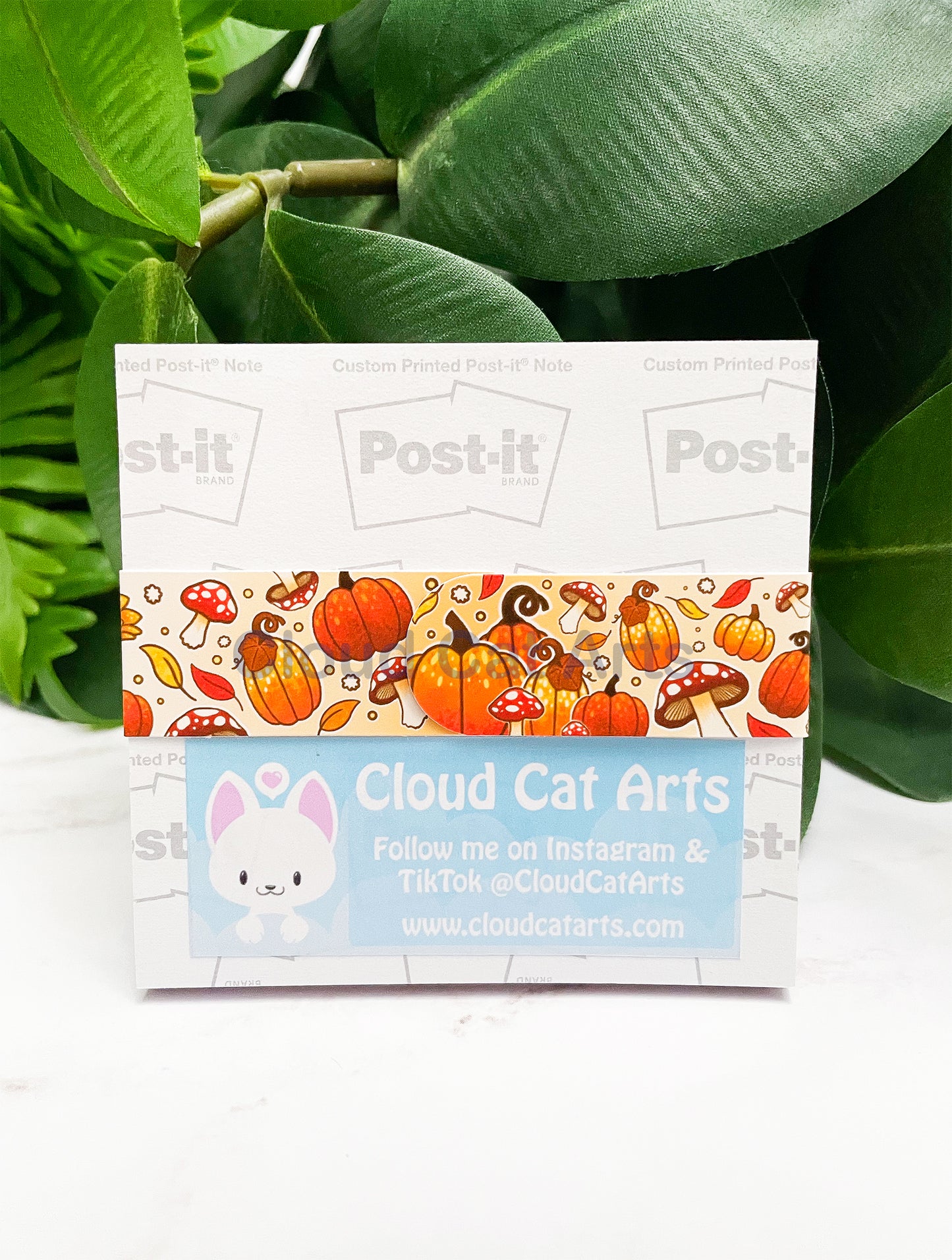 Pumpkin Fox - Cute Fall Leaves - Sticky Notepad