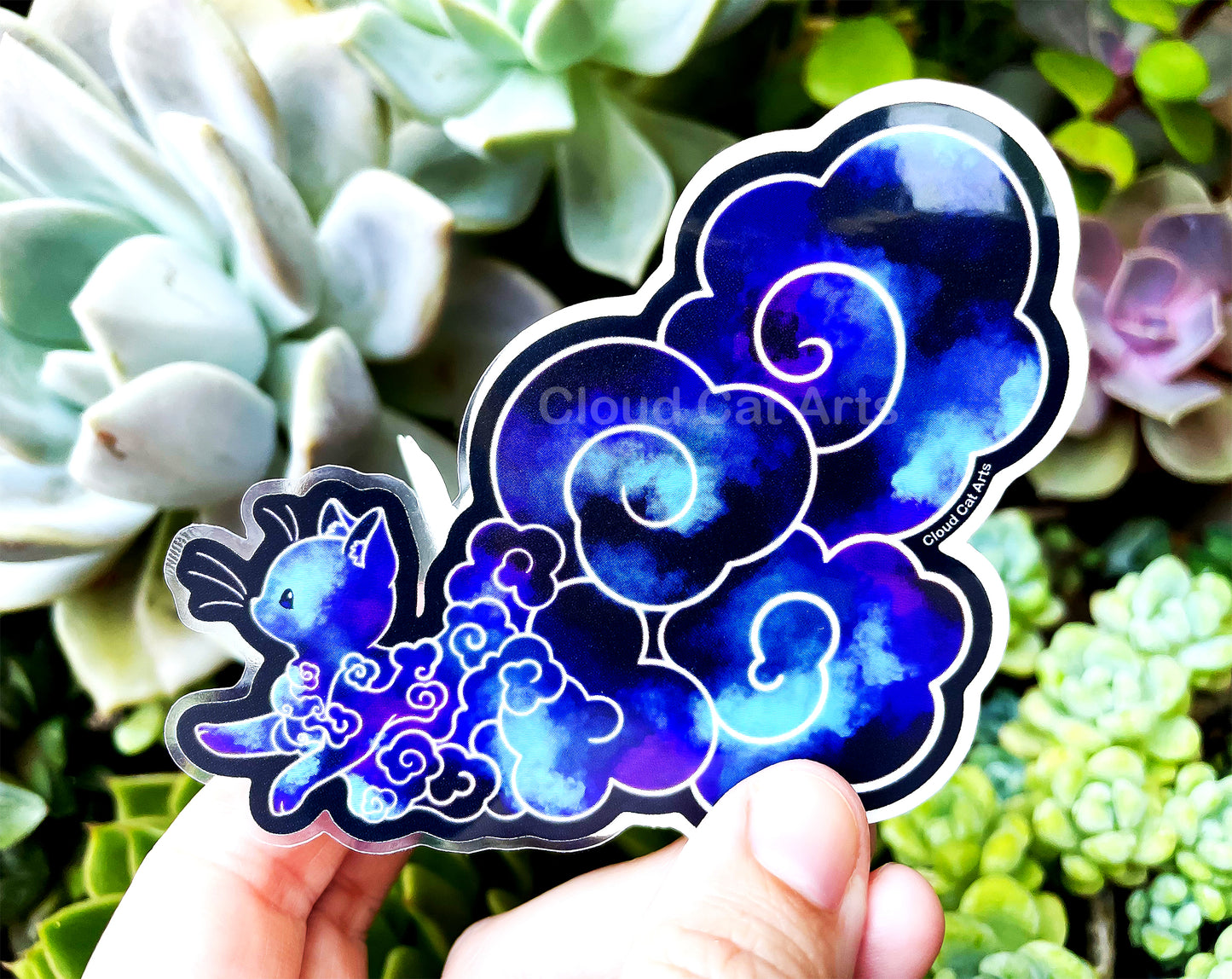 Space Cloud Cat - Clear Vinyl Sticker
