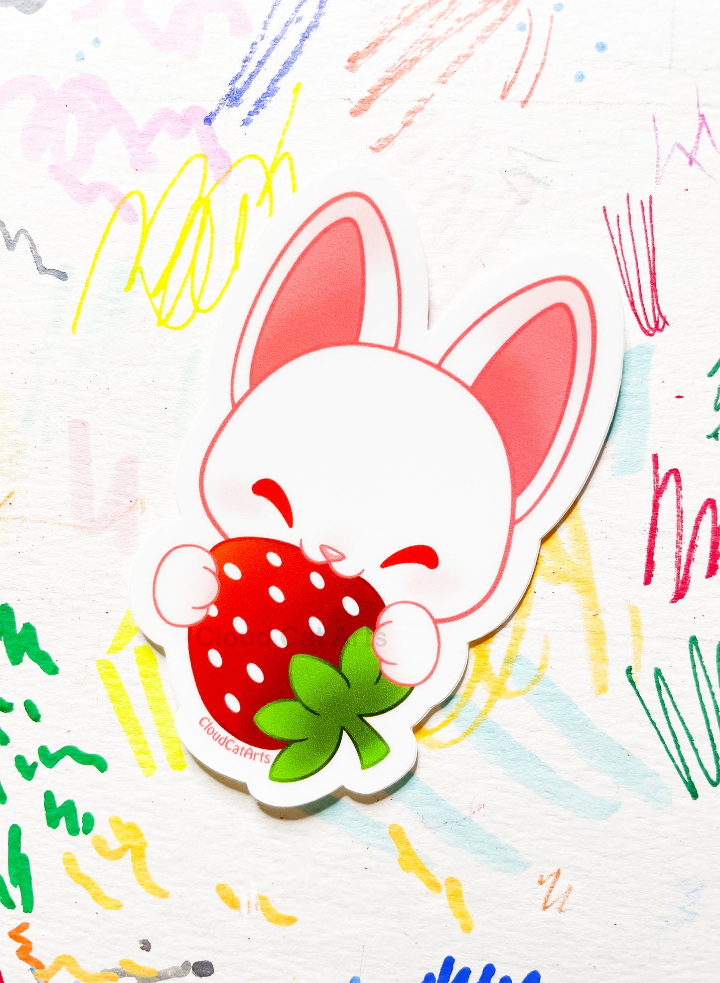 Strawberry Kitty - Cute Fruit Cat - Vinyl Sticker