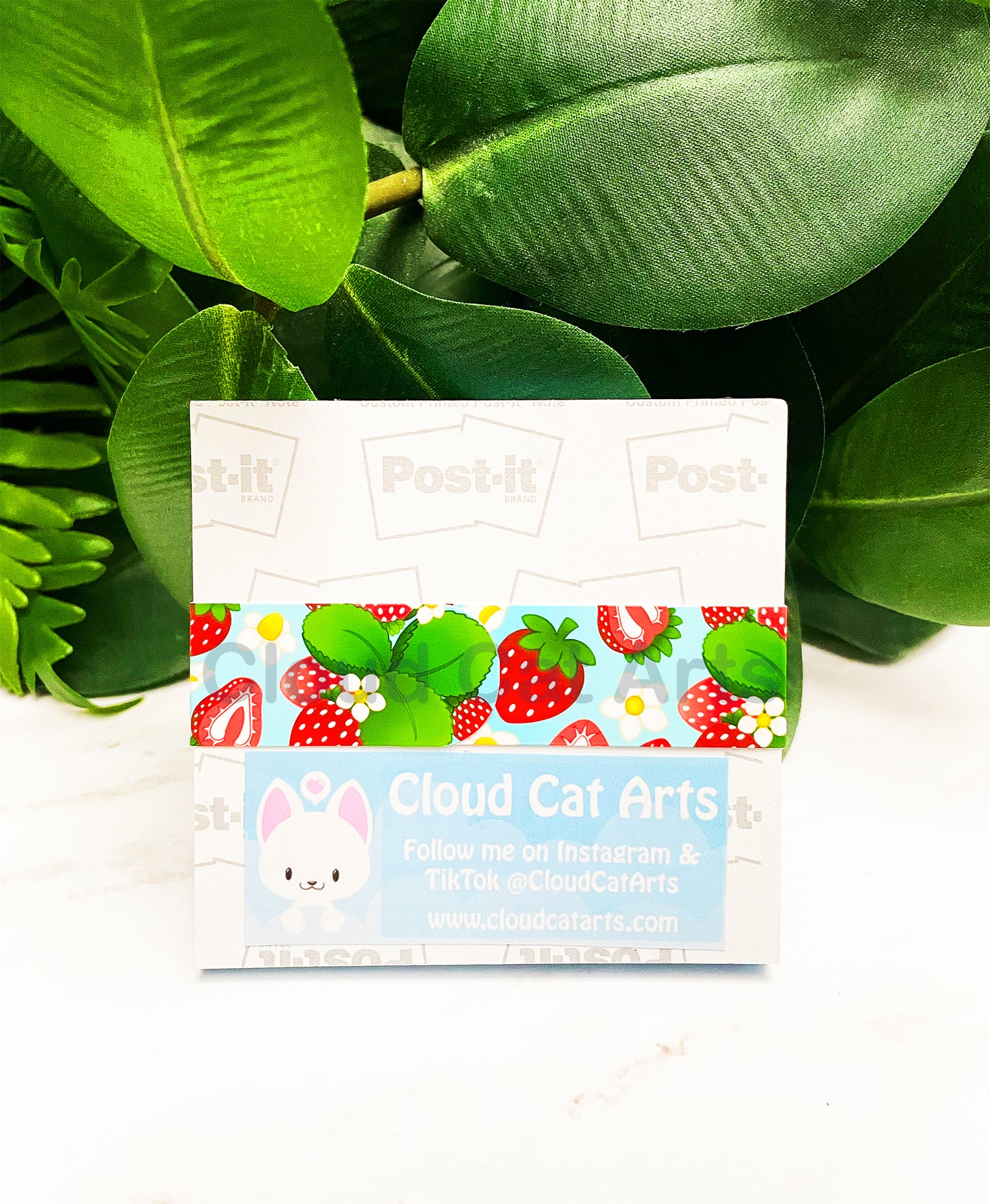 Strawberry Kitty - Cute Fruit Cat - Sticky Notepad