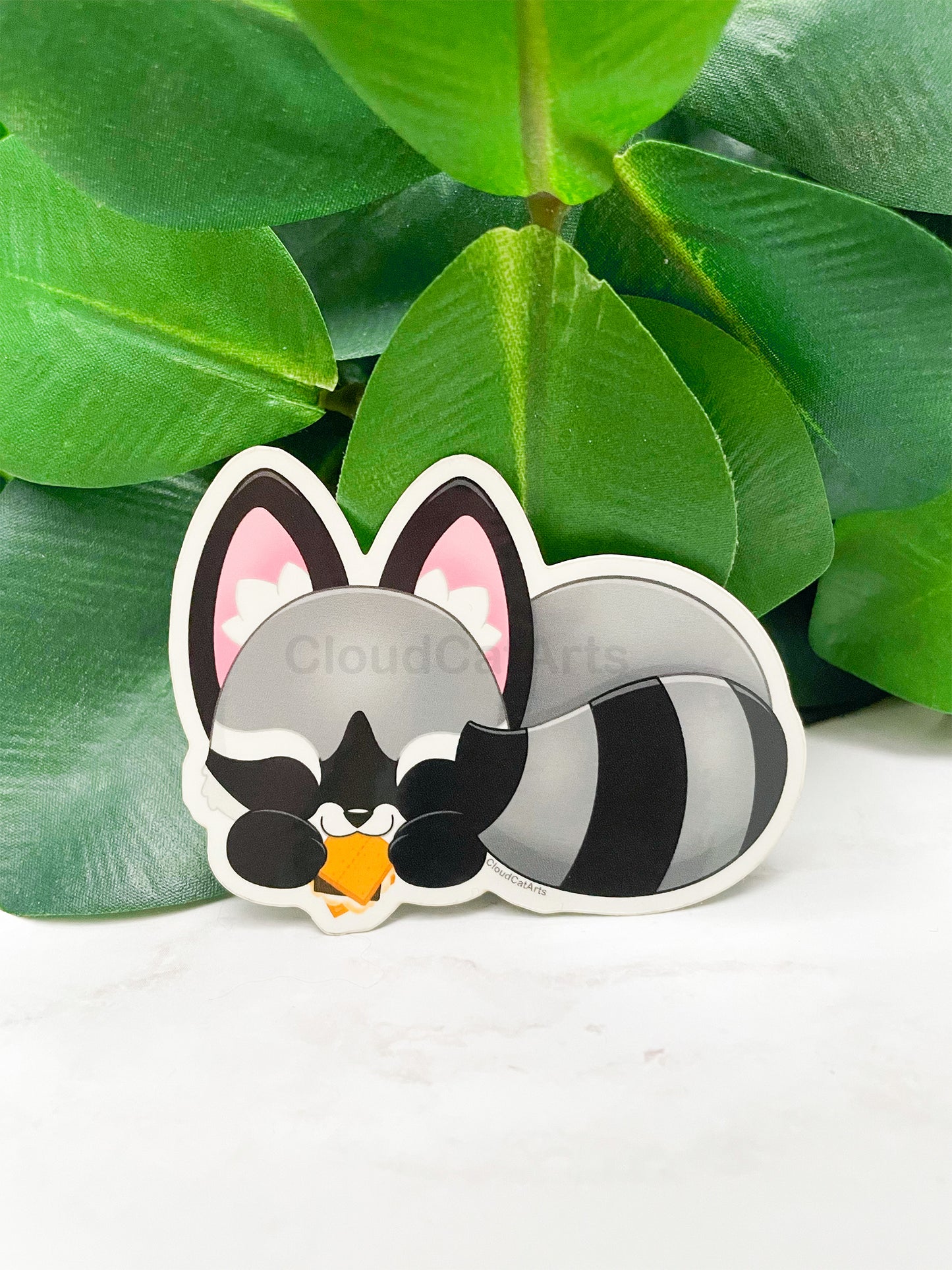Raccoon Snack - Cute Smores Animal - Vinyl Sticker