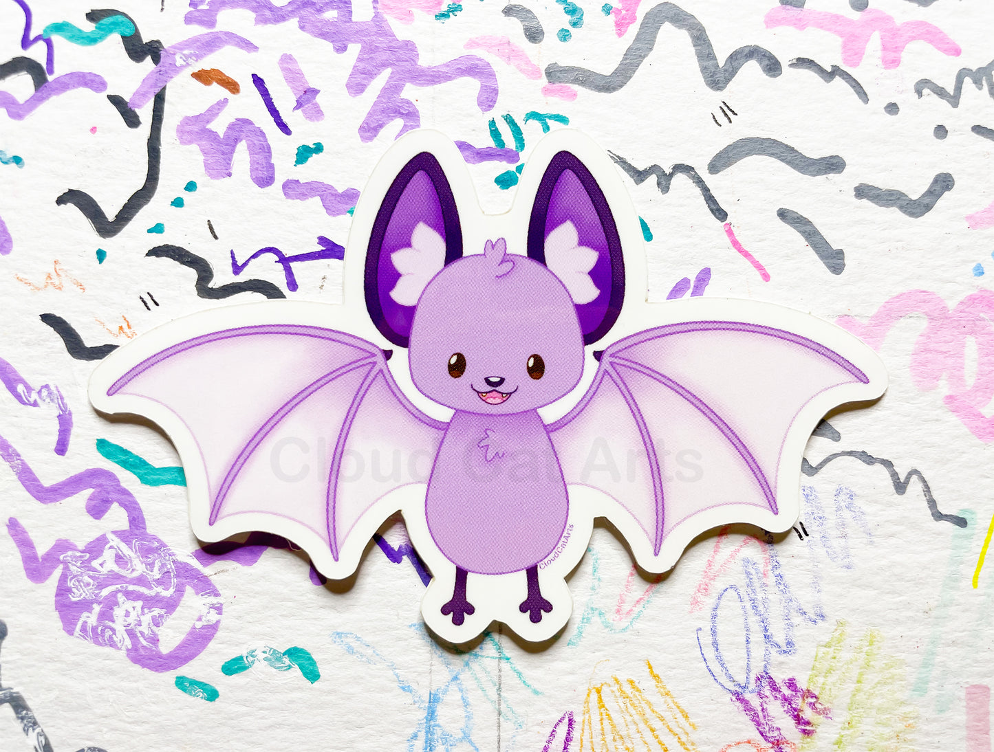 Cute Purple Bat Sticker - Kawaii Pastel Goth Halloween
