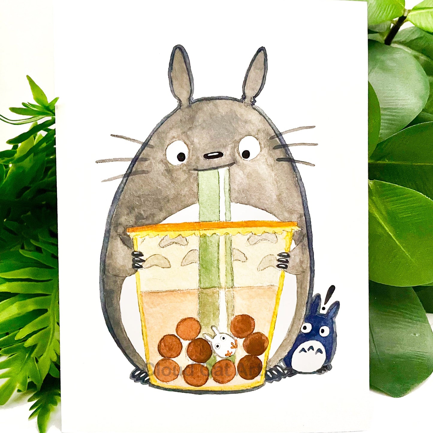 Bobaro - Totoro Boba Art Print - Handmade