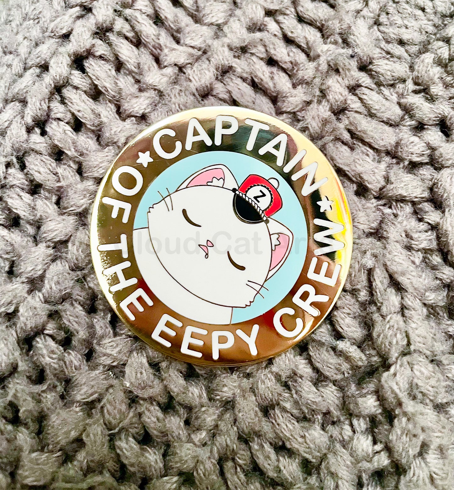 Captain of the Eepy Crew - Sleepy Cat - Hard Enamel Pin