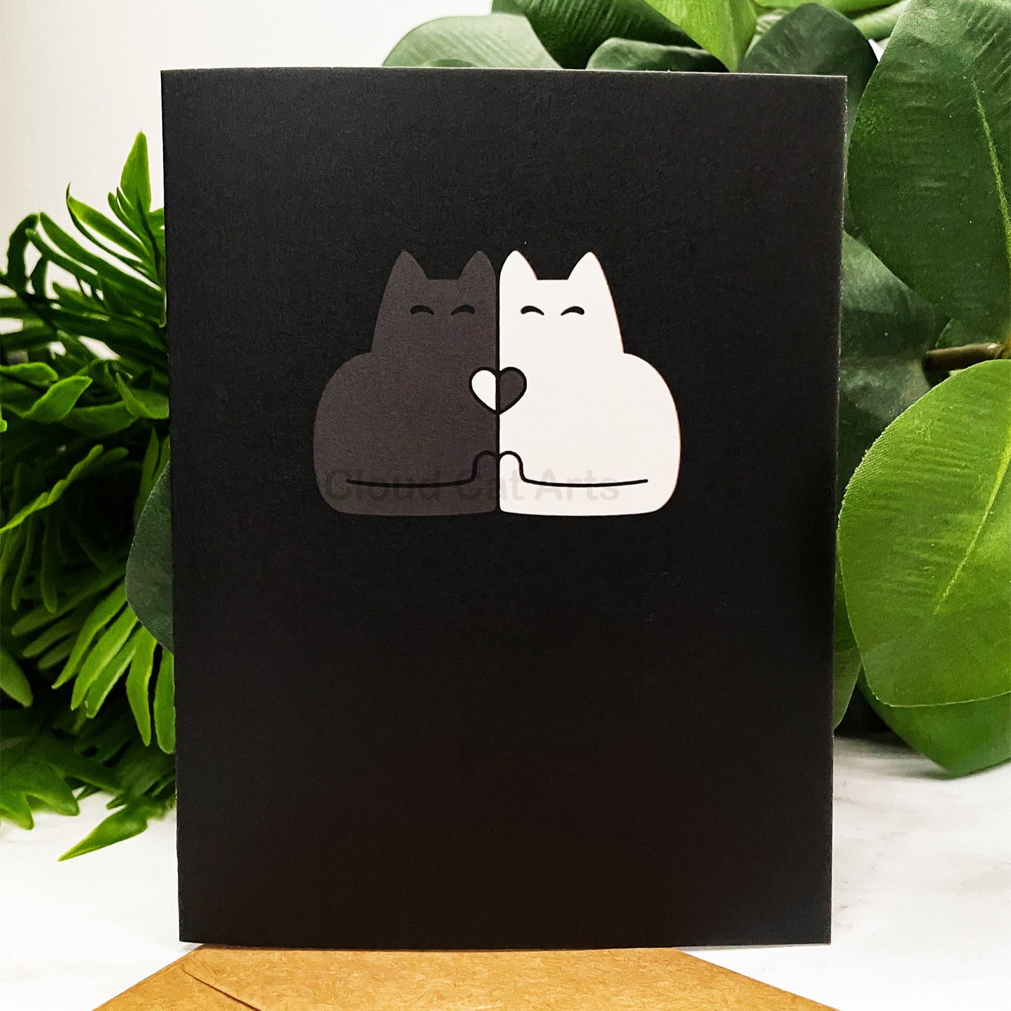 Cuddle Cats - Black and White Minimalist Greeting Card