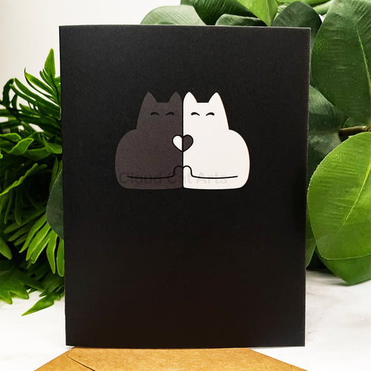 Cuddle Cats - Black and White Minimalist Greeting Card