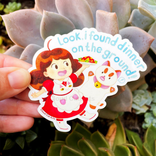 Dinner On The Ground - Bee & Puppy Cat Sticker