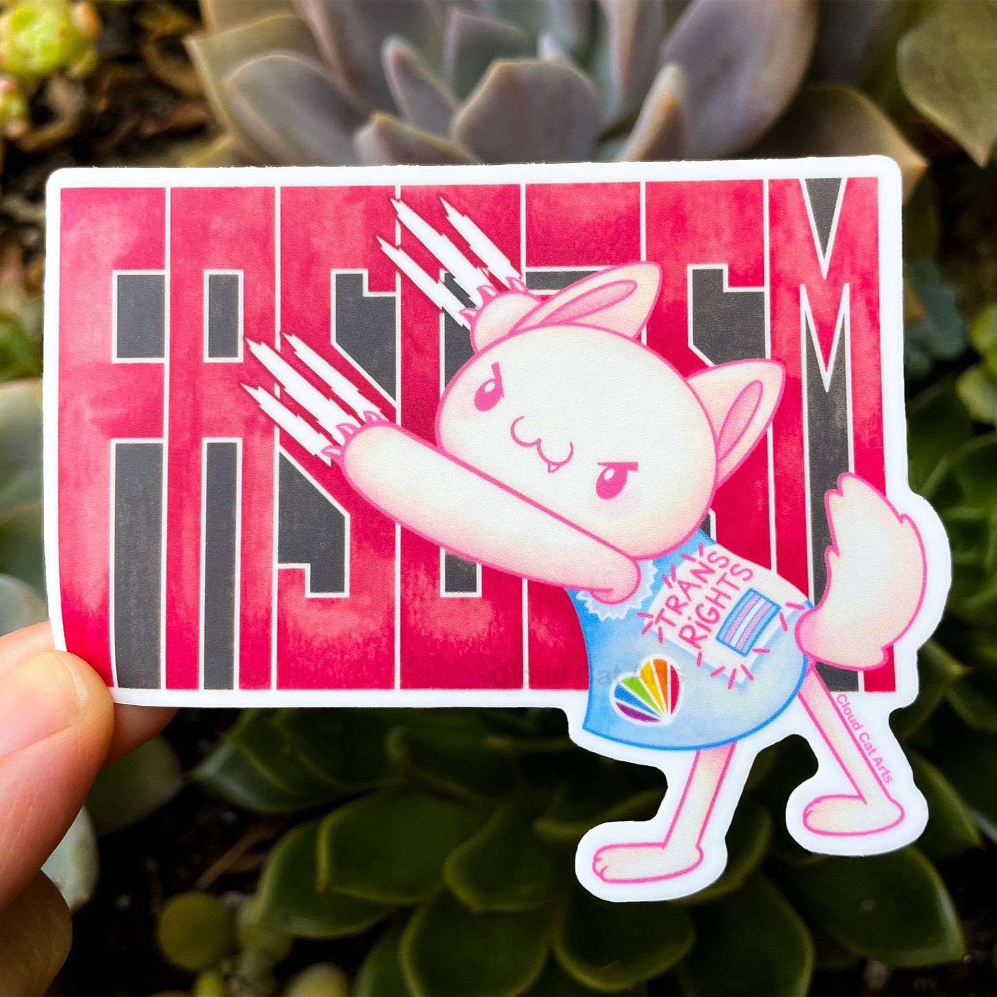 Trans Rights Cat Sticker - Kawaii Pride Activism Design