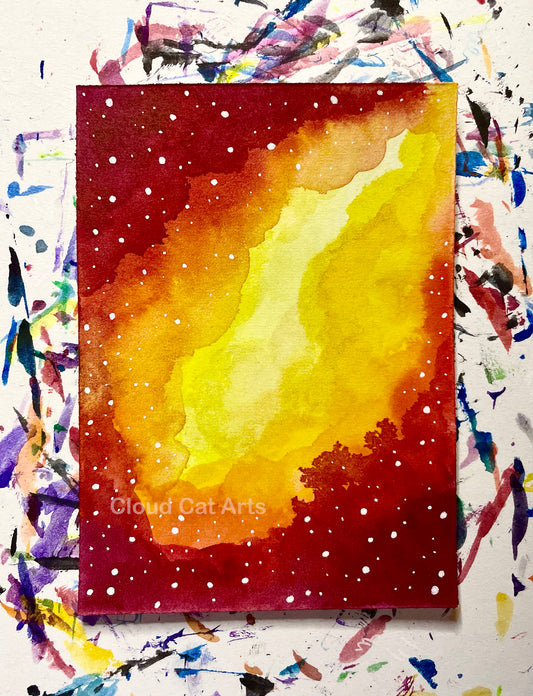 "Faraway Galaxy 3" - Spacelette Series 1 - 21/27 - Original Mini Watercolor Painting 2.5"x3.5"
