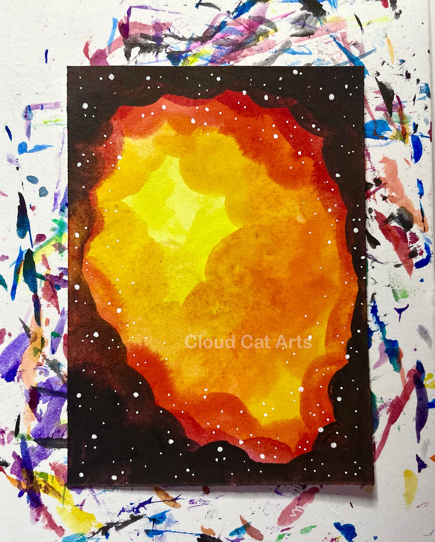 "Faraway Galaxy 6" - Spacelette Series 1 - 24/27 - Original Mini Watercolor Painting 2.5"x3.5"