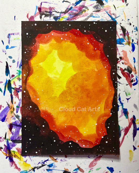 "Faraway Galaxy 6" - Spacelette Series 1 - 24/27 - Original Mini Watercolor Painting 2.5"x3.5"