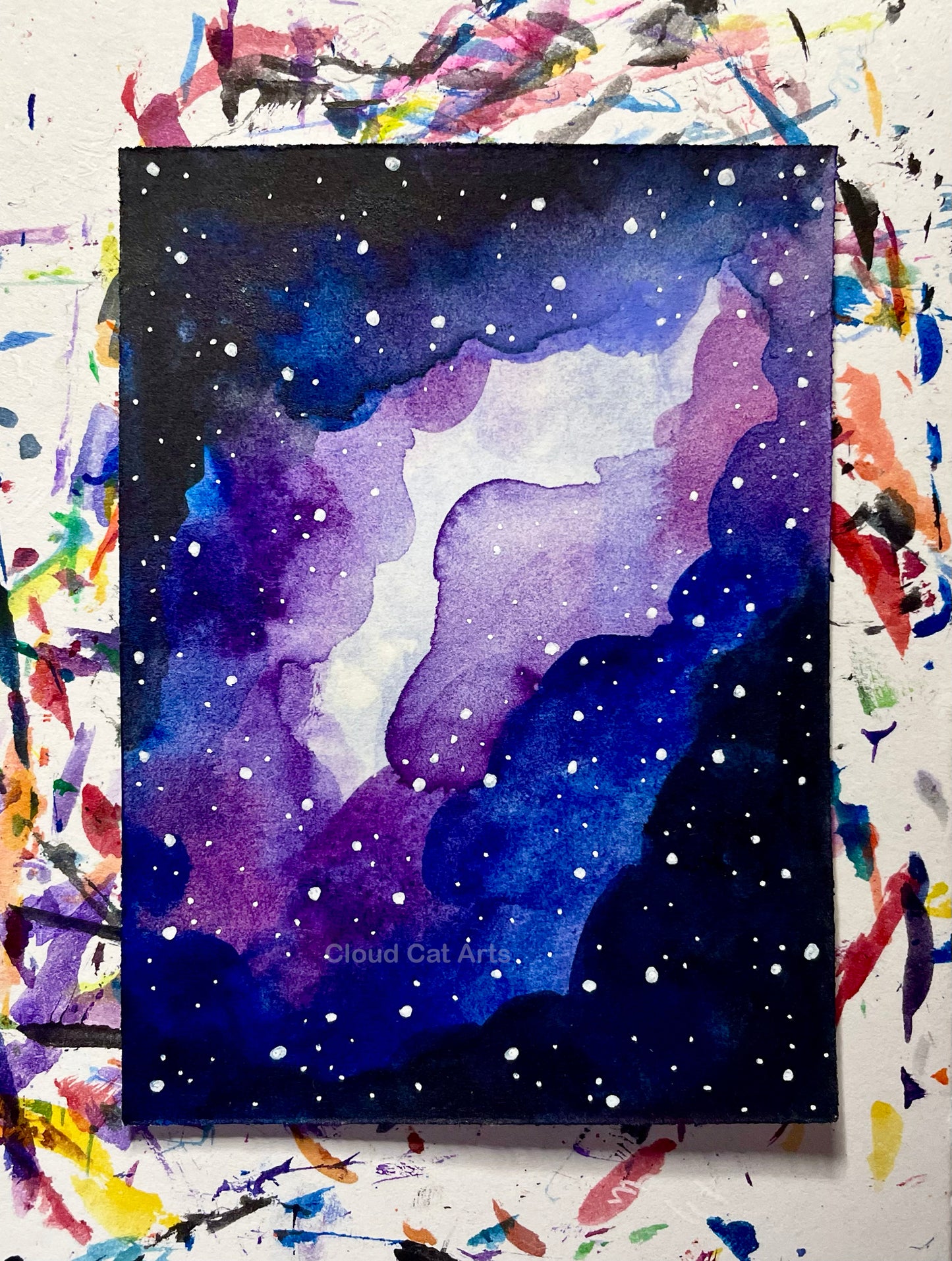 "Faraway Galaxy 8" - Spacelette Series 1 - 26/27 - Original Mini Watercolor Painting 2.5"x3.5"