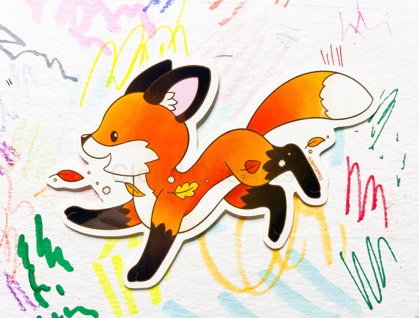 Frolicking Fox Sticker - Cute kawaii Running Fall Autumn
