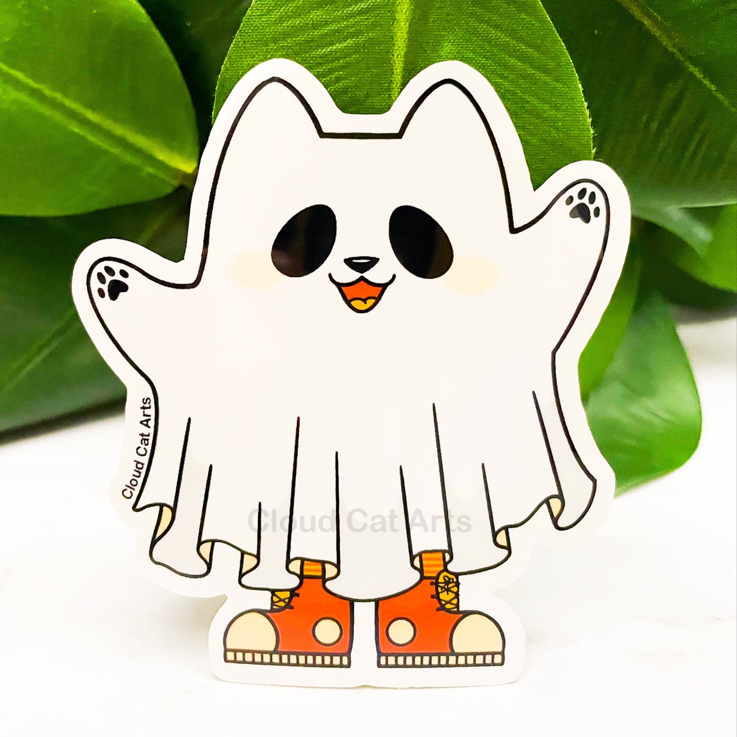 Ghost Kiddy Sticker - Cute Halloween Cat in Sneakers