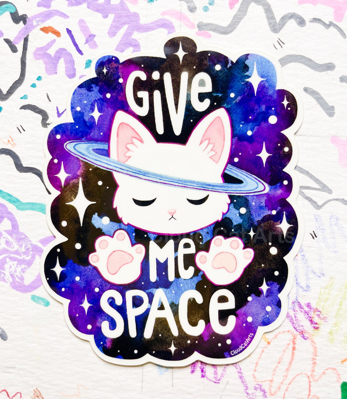 Give Me Space - Cute Relatable Cat - Vinyl Sticker