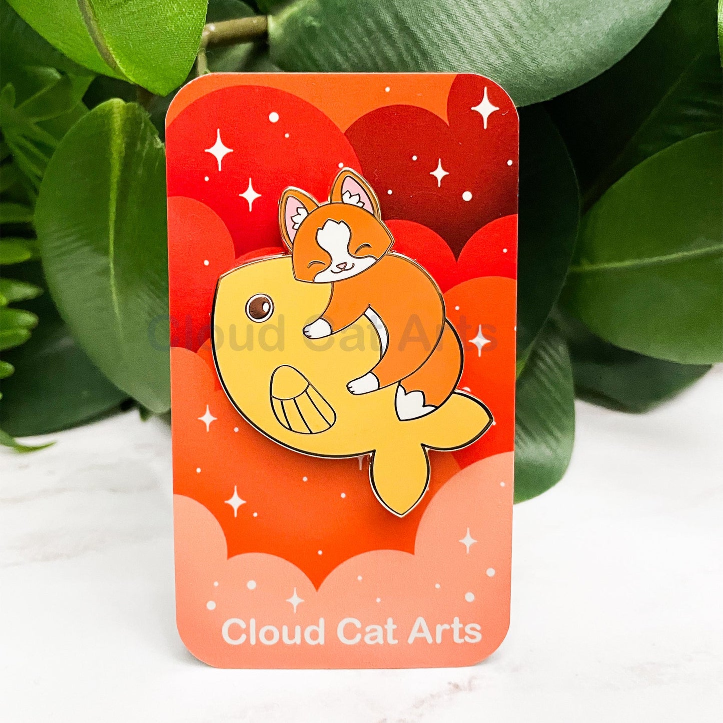 Goldfish Kitty - Orange Cat - Hard Enamel Pin 