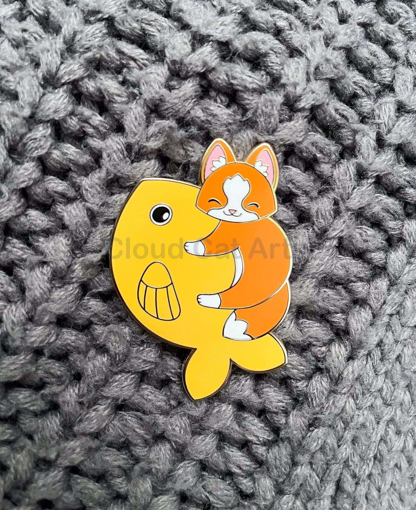 Goldfish Kitty - Orange Cat - Hard Enamel Pin 