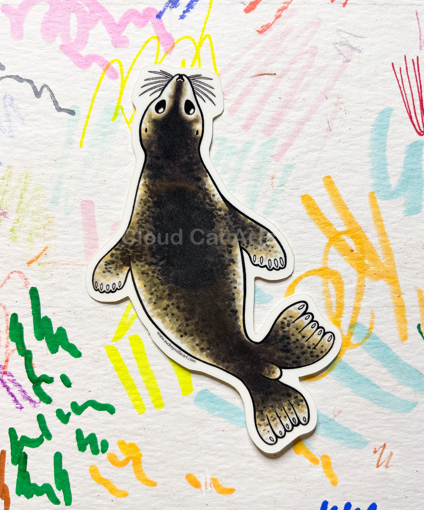 Happy Harbor Seal Sticker - Marine Life Ocean Design