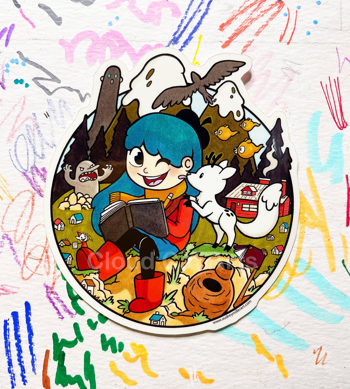 Hilda's Great Adventures Sticker - Cute Cartoon Fantasy