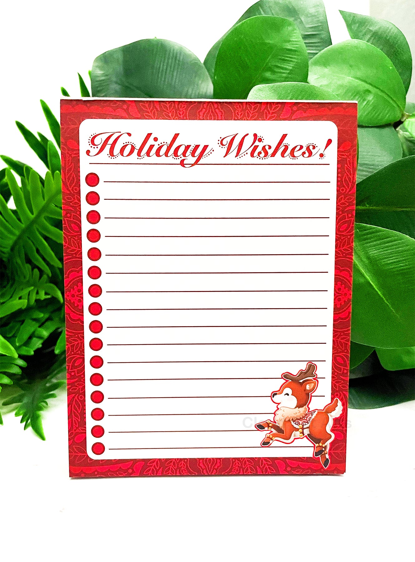 Holly Jolly Holiday - Christmas Reindeer - Lined Notepad