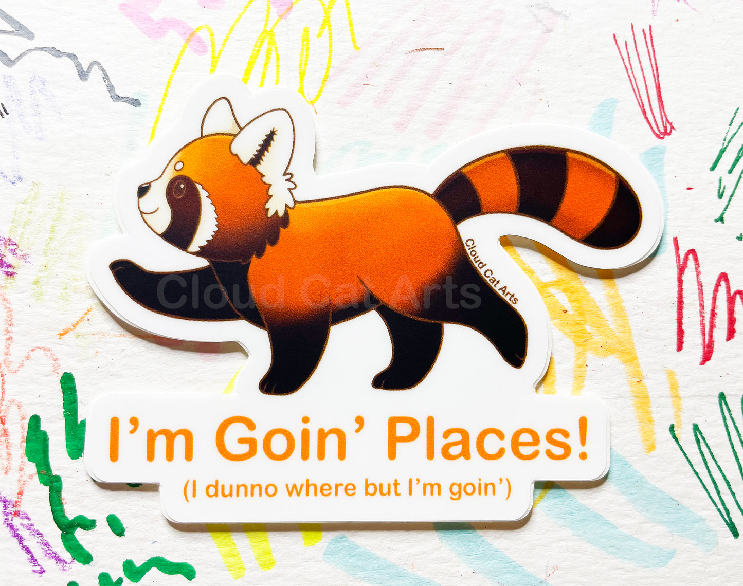 I'm Goin' Places - Funny Red Panda - Vinyl Sticker