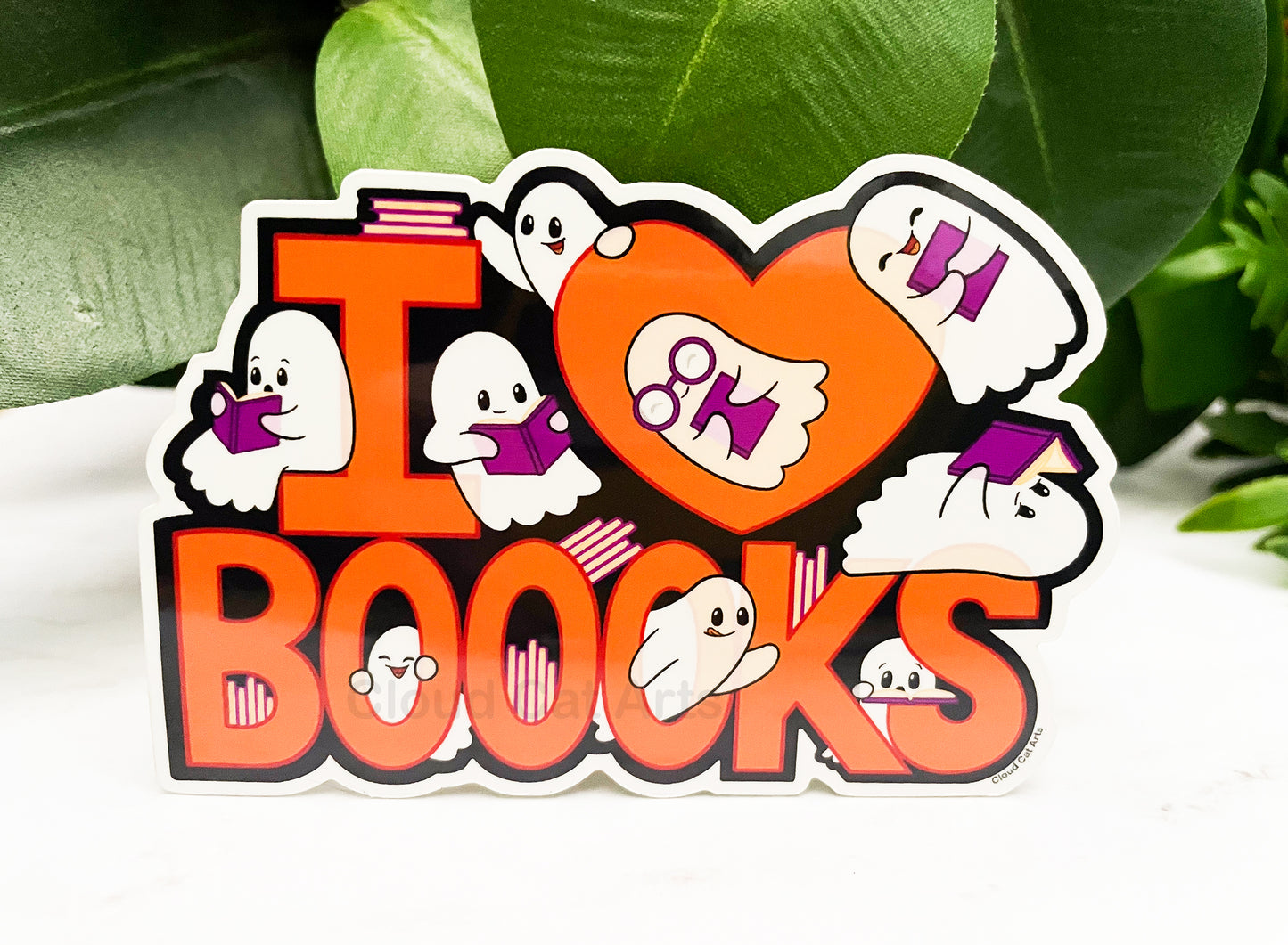 I Love Boooks - Halloween Book Ghosts - Vinyl Sticker