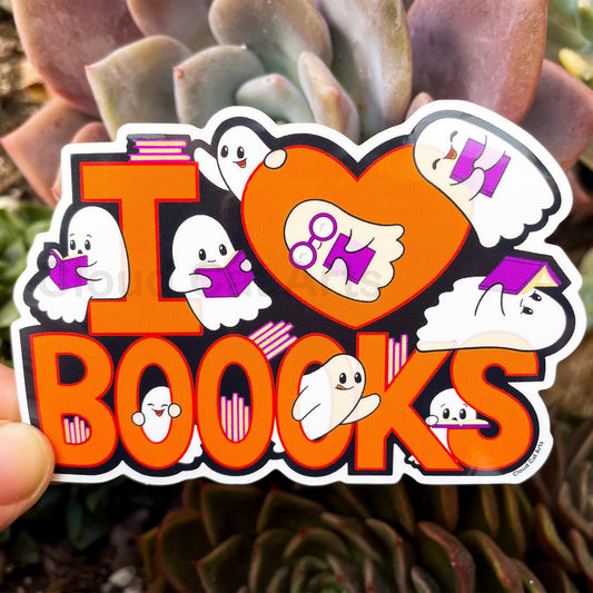 I Love Boooks - Halloween Book Ghosts - Vinyl Sticker