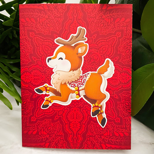 Holly Jolly Holiday  - Christmas Reindeer Greeting Card