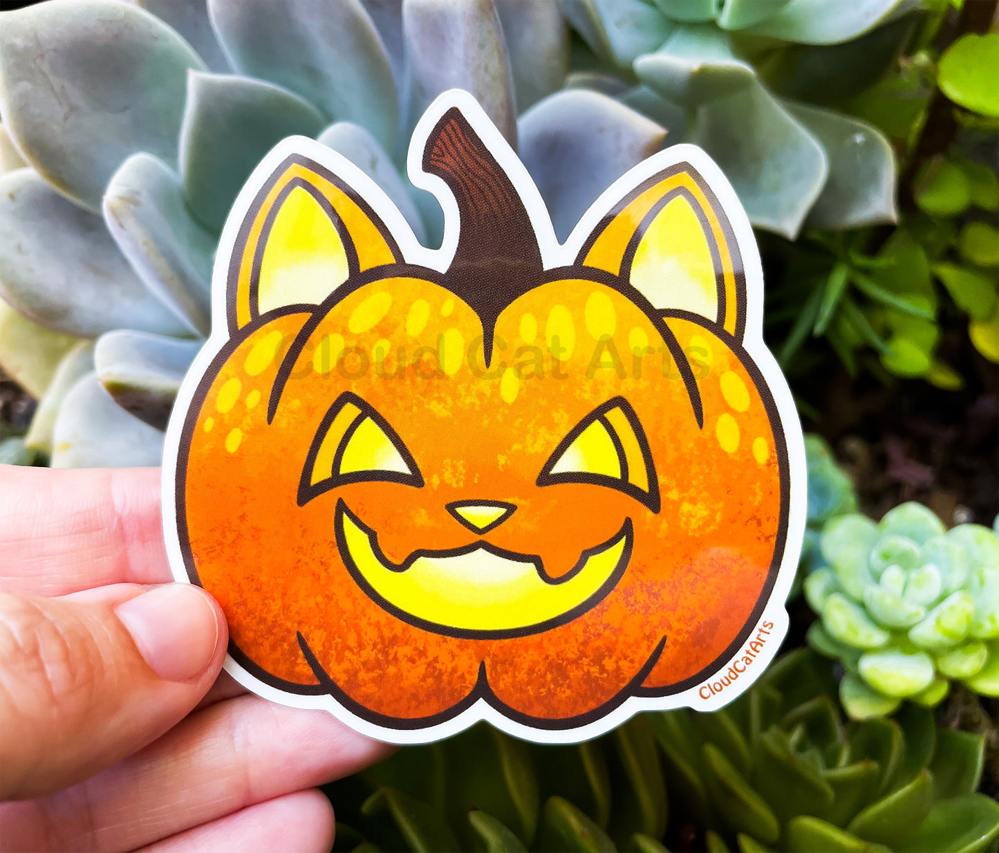Jack-o-Kitty - Halloween Pumpkin Cat - Vinyl Sticker