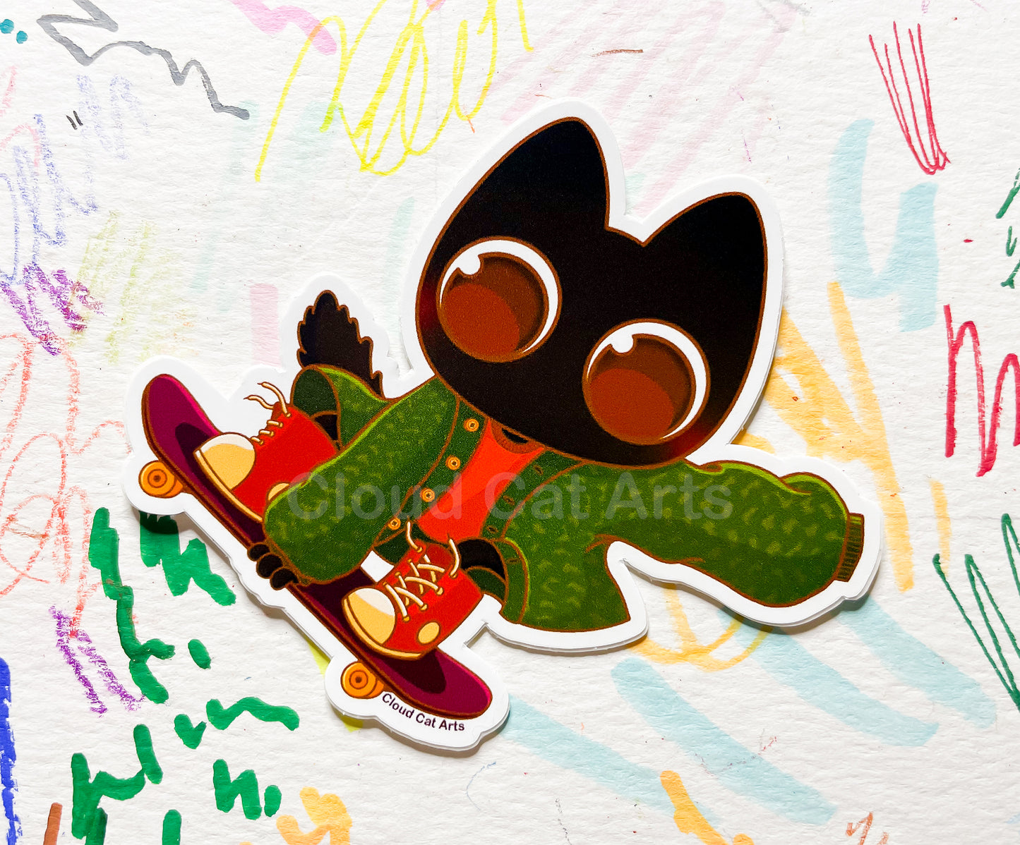 Kick Flip Milo - Black Cat Skateboard - Vinyl Sticker
