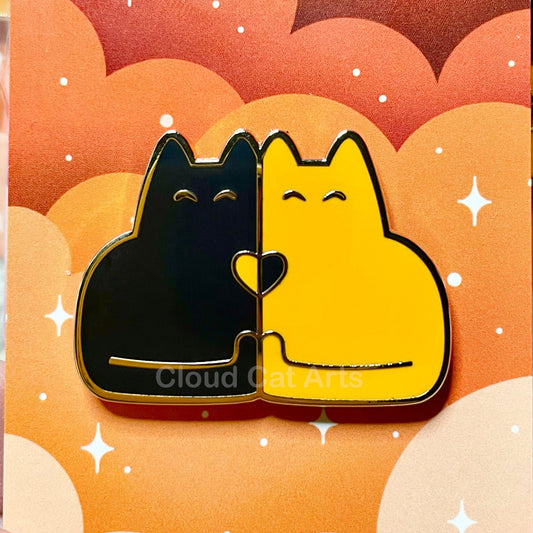 Kitty Cuddle (Black Cat / Orange Cat) - Hard Enamel Pin