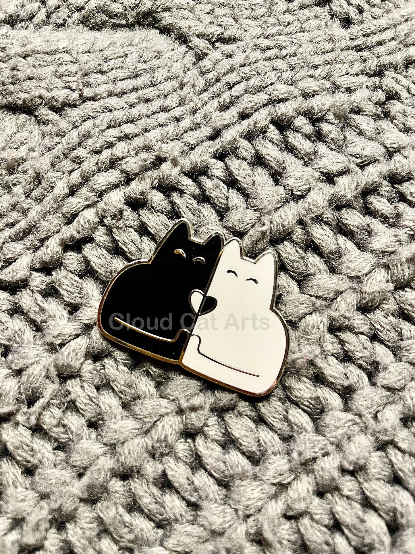 Kitty Cuddle (Black Cat / White Cat) - Hard Enamel Pin