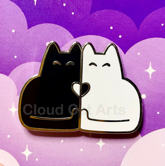 Kitty Cuddle (Black Cat / White Cat) - Hard Enamel Pin