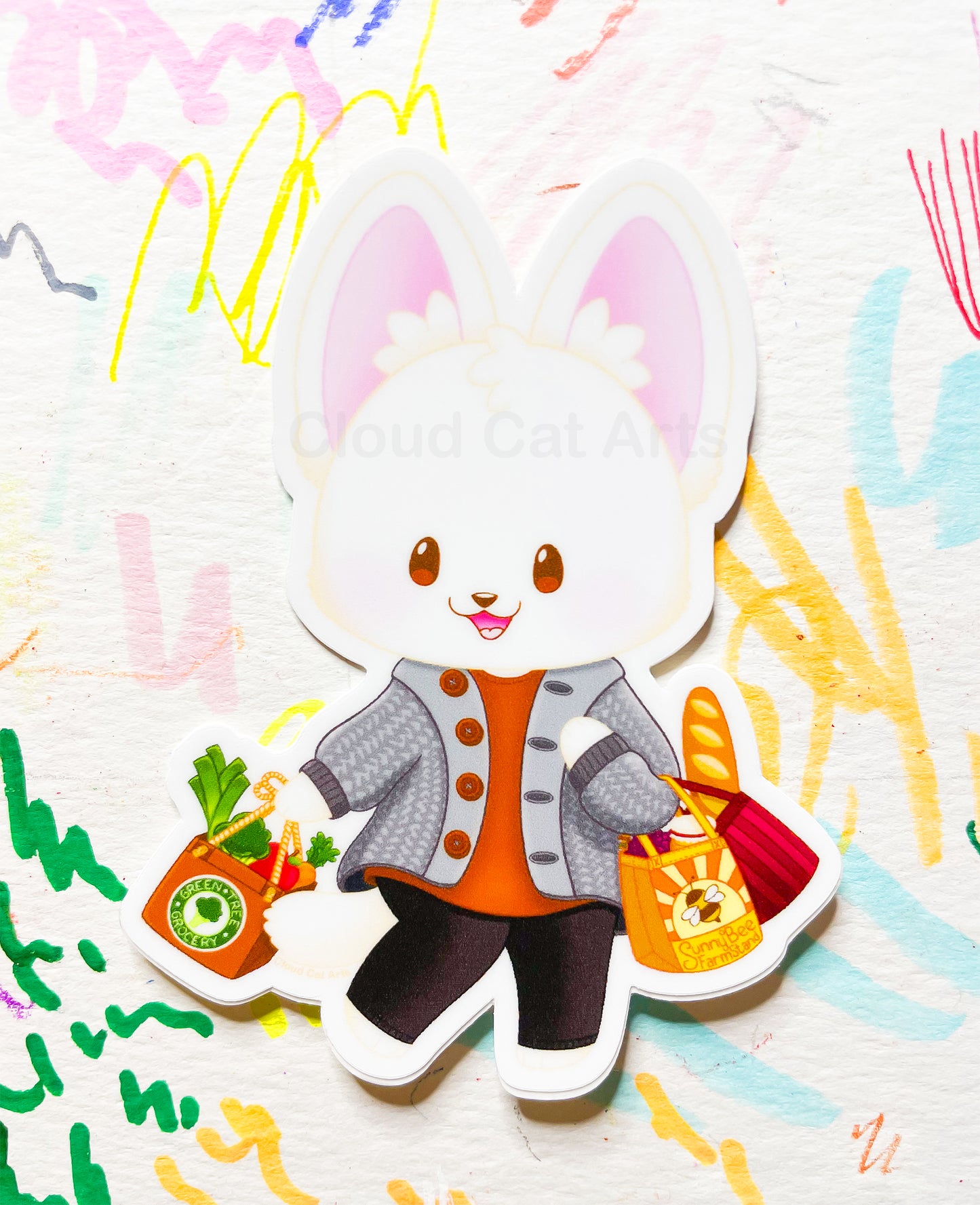 Let's Go Shopping! - Grocery Cat - Vinyl Sticker