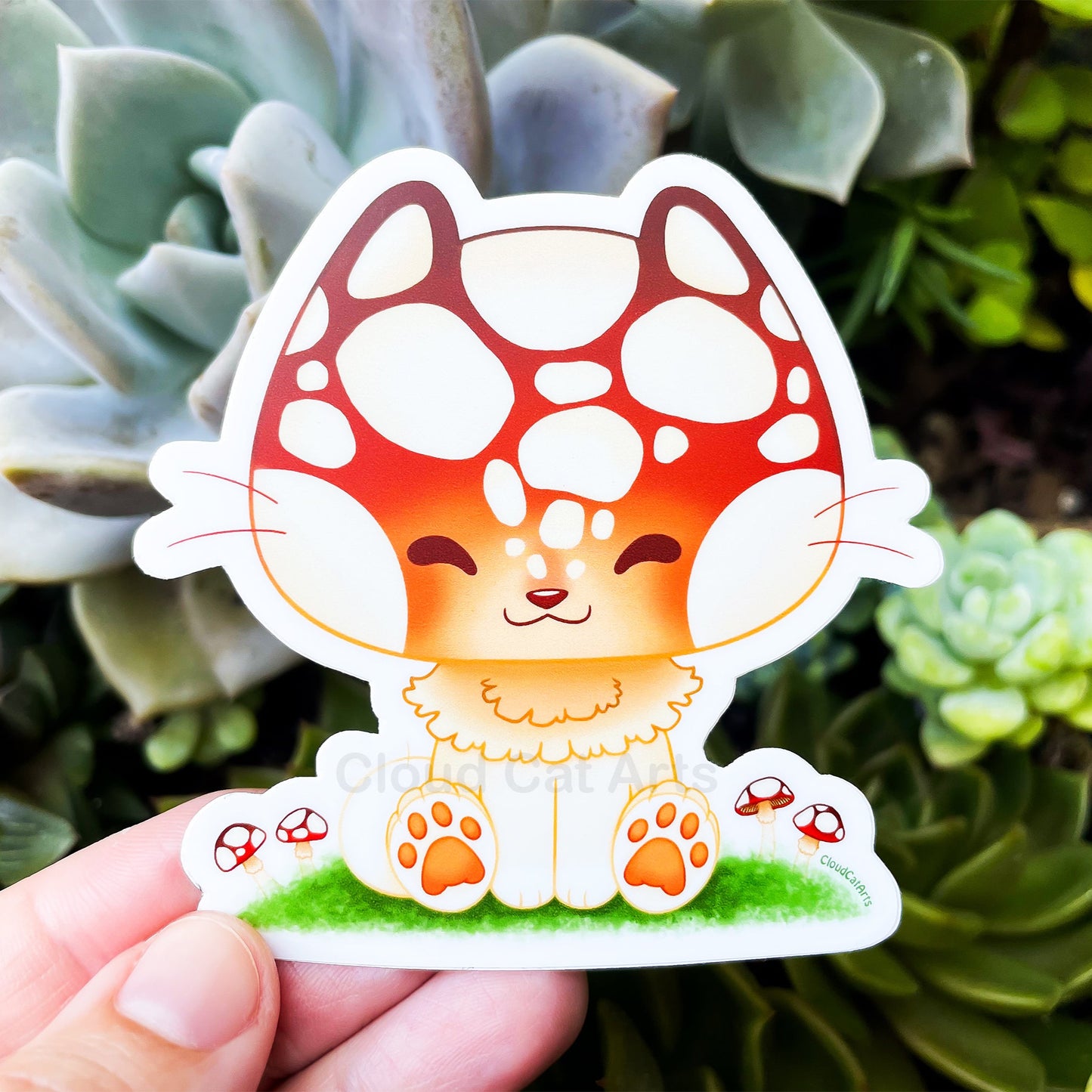 Mashiru Mushroom Kitty - Forest Cat - Vinyl Sticker
