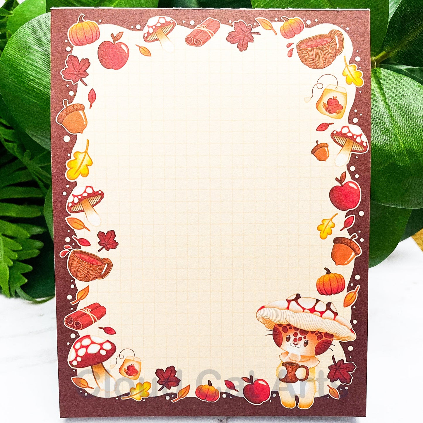 Mashiru's Morning - Mushroom Cat - Grid Notepad