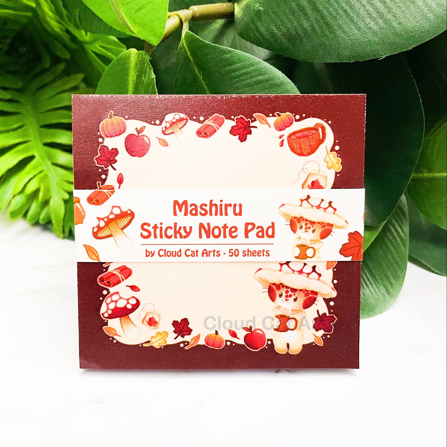 Mashiru Mushroom Kitty - Fall Cat - Sticky Notepad