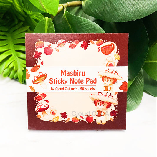 Mashiru Mushroom Kitty - Fall Cat - Sticky Notepad