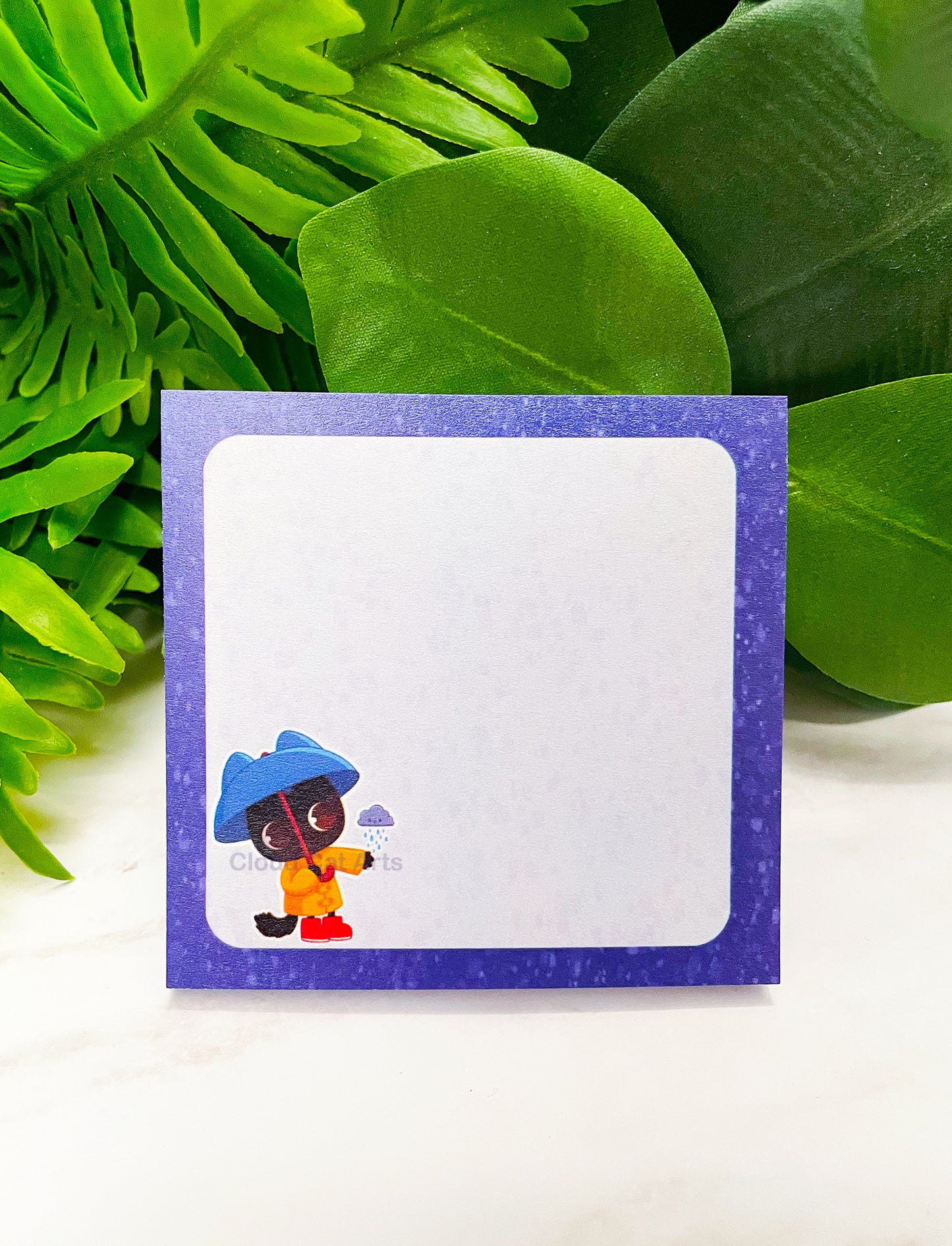 Milo's Rainy Day - Black Cat Rain Cloud - Sticky Notepad