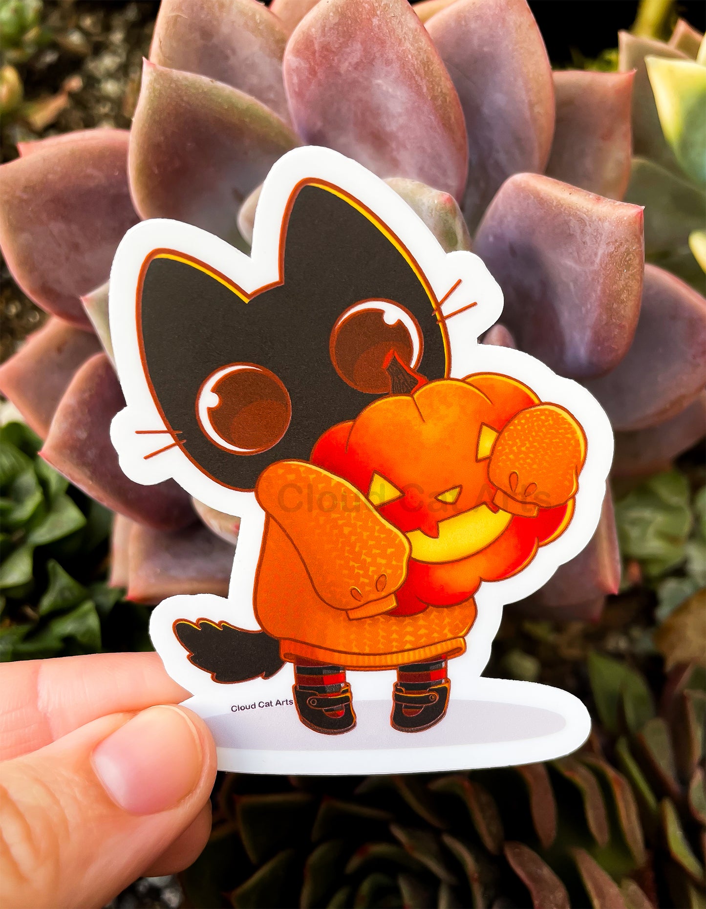 Milo & Pumpkin - Halloween Black Cat - Vinyl Sticker