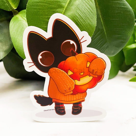 Milo & Pumpkin - Halloween Black Cat - Vinyl Sticker