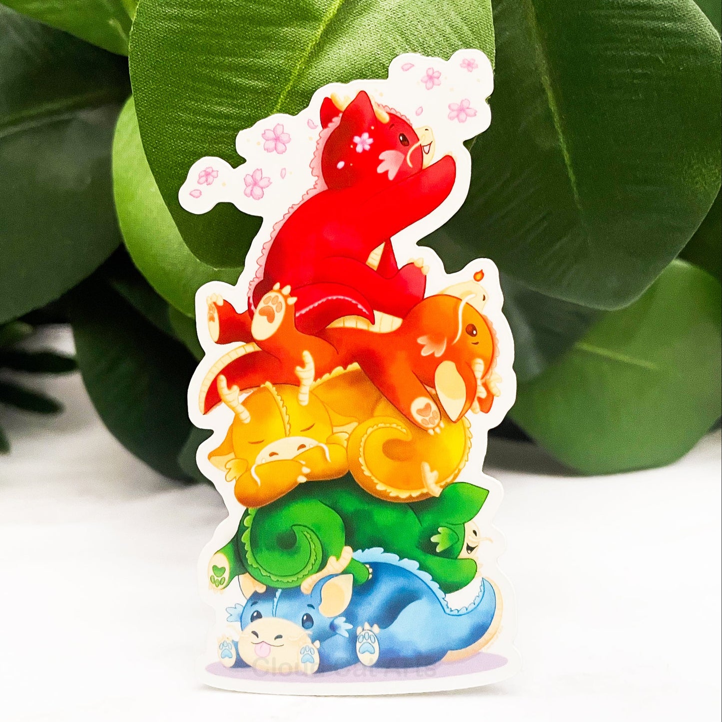 Mini Dragon Pile - Fantasy Rainbow - Vinyl Sticker