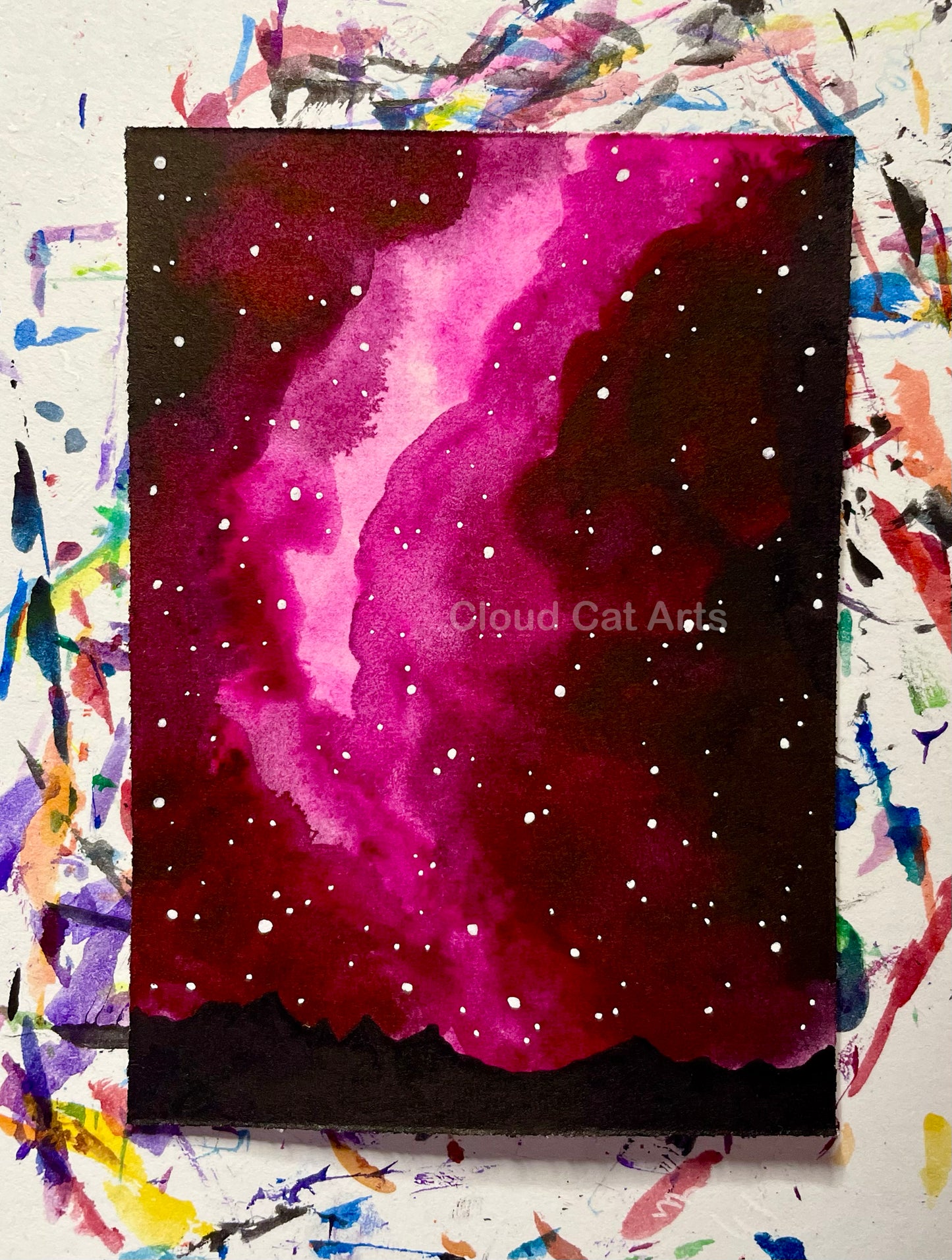 "Mountain Ridge 2" - Spacelette Series 1 - 11/27 - Original Mini Watercolor Painting 2.5"x3.5"